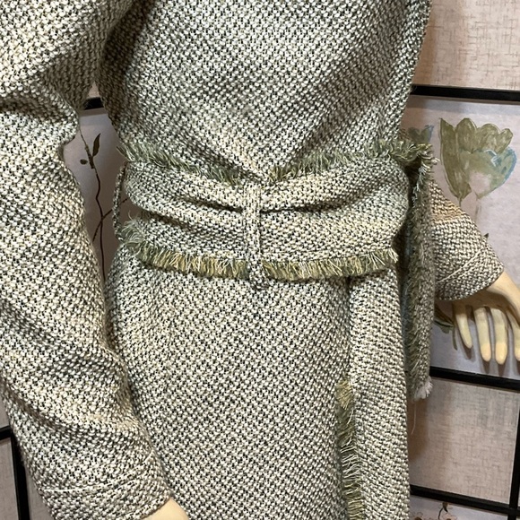 Tulle Avocado and Lime Green Tweed Coat with Fringe - Picture 3 of 11